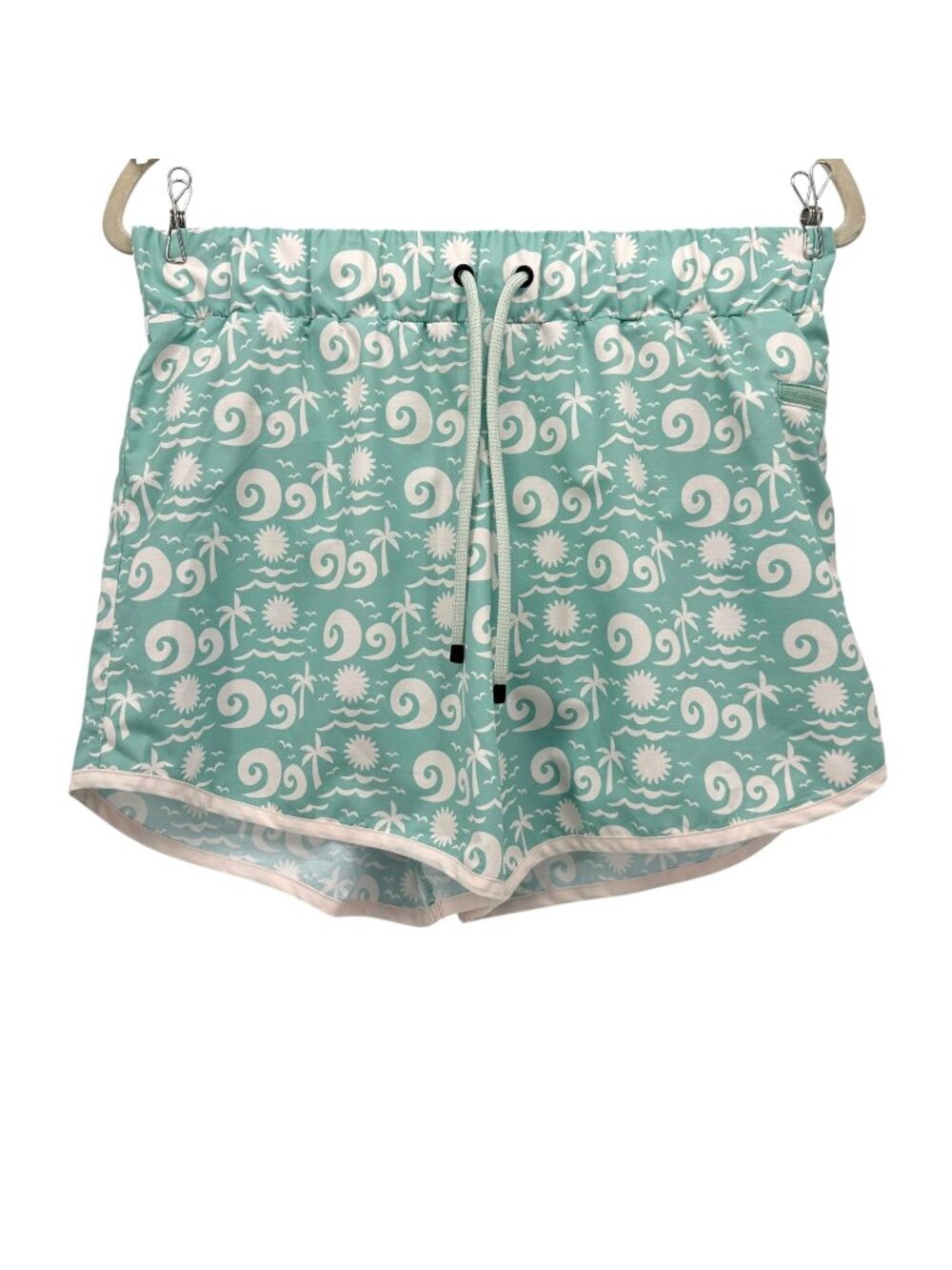 Rabbit Womens Medium Shorts Cali Vibes Run Shorts Lined Seashell Light Blue